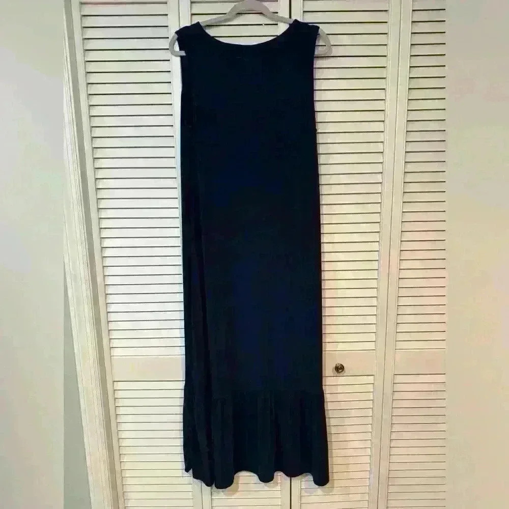 Truth + Style Regular Knit Printed Ruffle Midi Dress Navy Size L А491904 - Picture 7 of 7